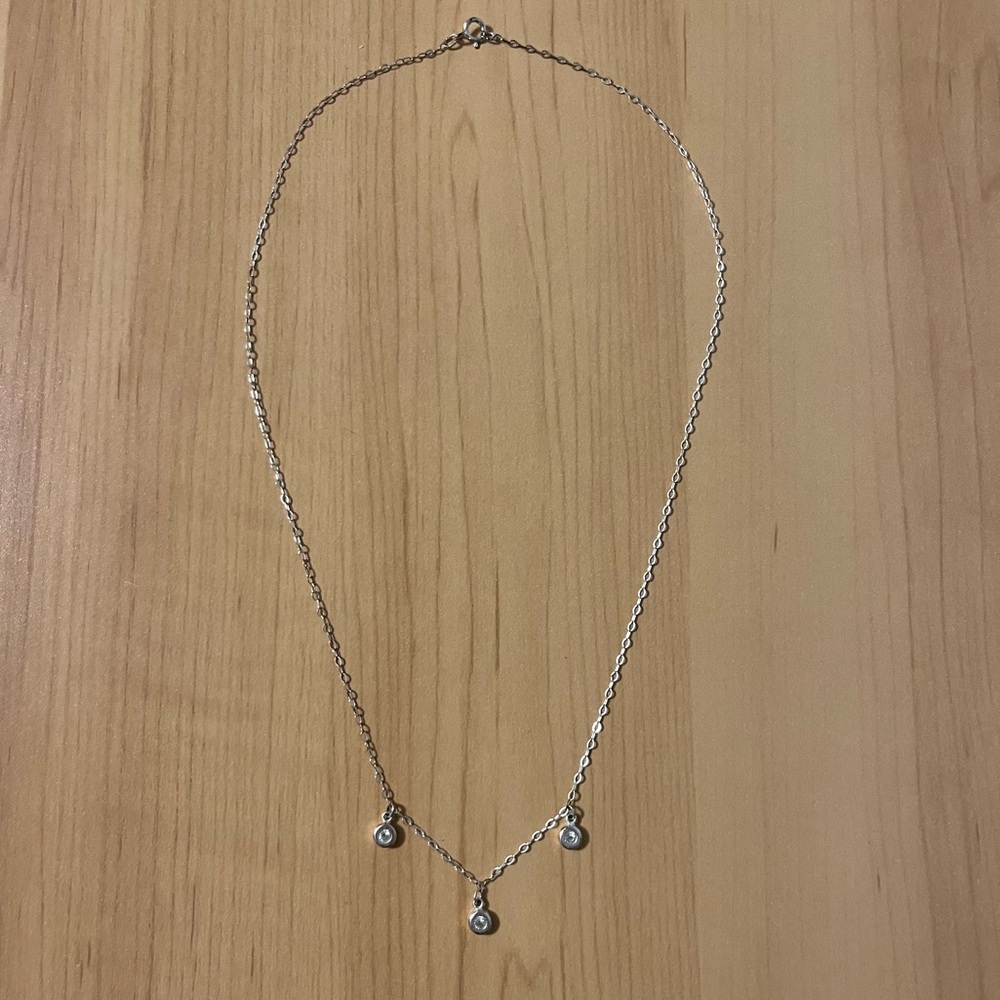 Sterling Silver Necklace with clear stones - Picture 5 of 5